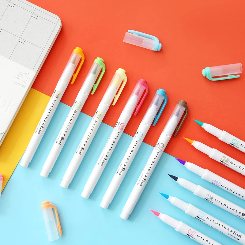 5 шт. Zebra New WFT8 Mildliner Brush набор хайлайтеров с двумя головками маркеры дневные