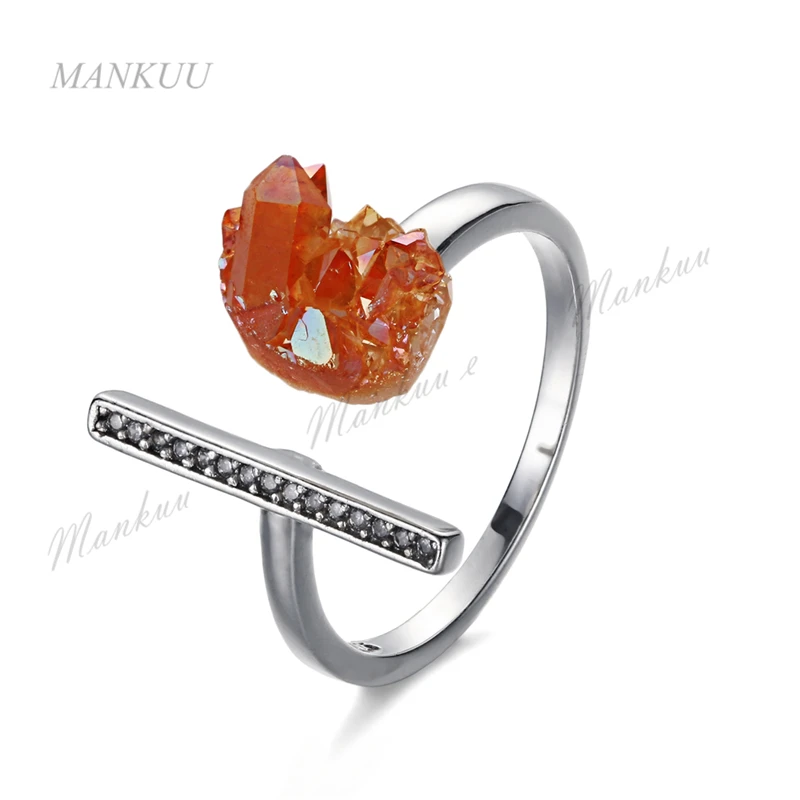 

Irregular Shape Druzy Resin Stone Open Rings Adjustable Rings Gift Valentine DIY Zircon Paved Women Fashion Jewelry Party Bijoux