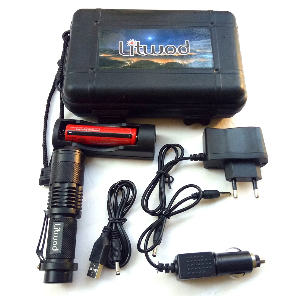 

Litwod Z20SK98 Mini Zoom CREE XML L2 Led Flashlight Torch 5 mode 5000 Lumens waterproof 18650 Rechargeable battery