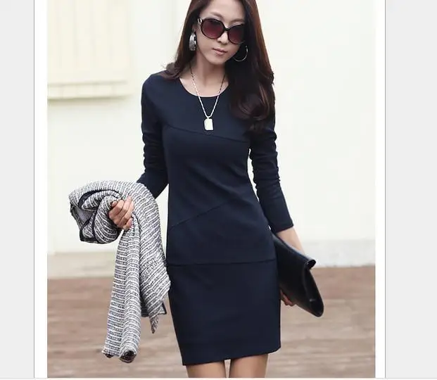 Cheap Sale 2014 NEW Middle-aged ladies Winter Fashion Mother-sleeved dress Slim package hip wild Dress #01501 | Женская одежда