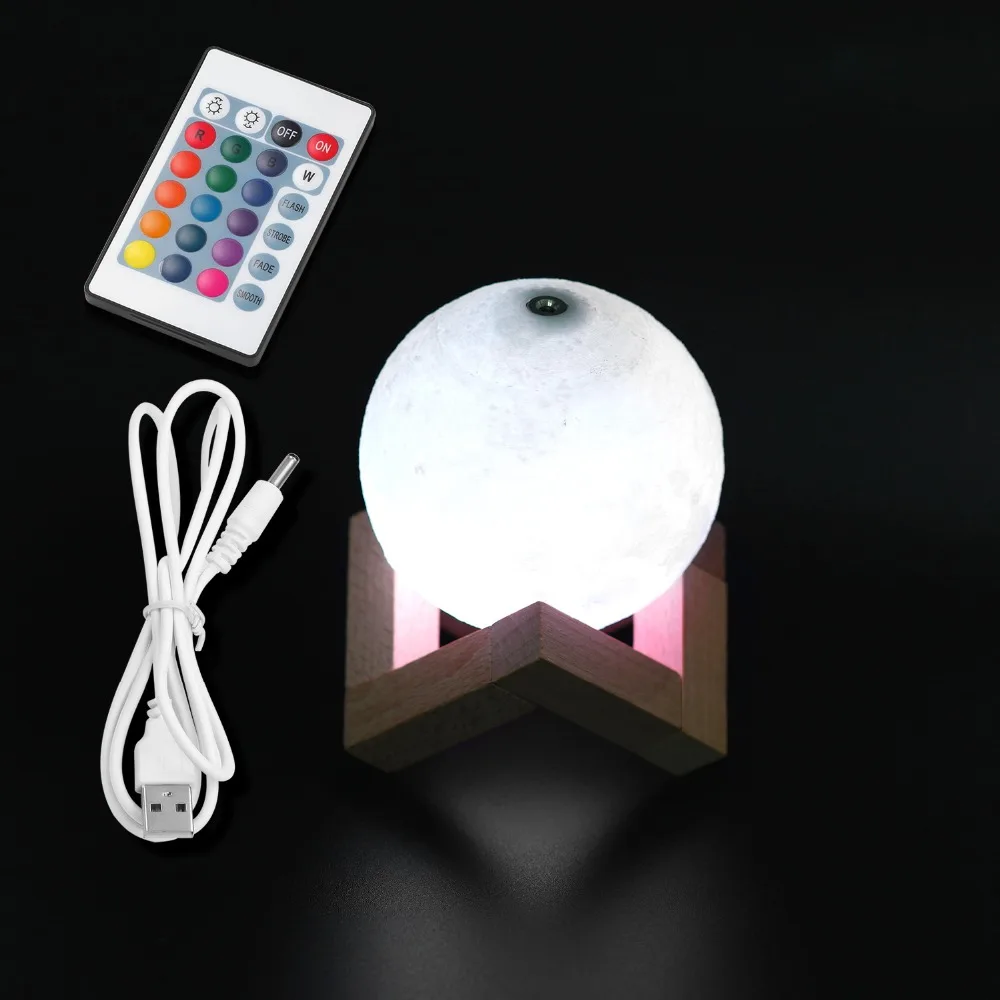 

Rechargeable 3D Print Moon Lamp 2 or 16 Color Change Touch Switch Bedroom Bookcase Night Light Home Decor Creative Gift