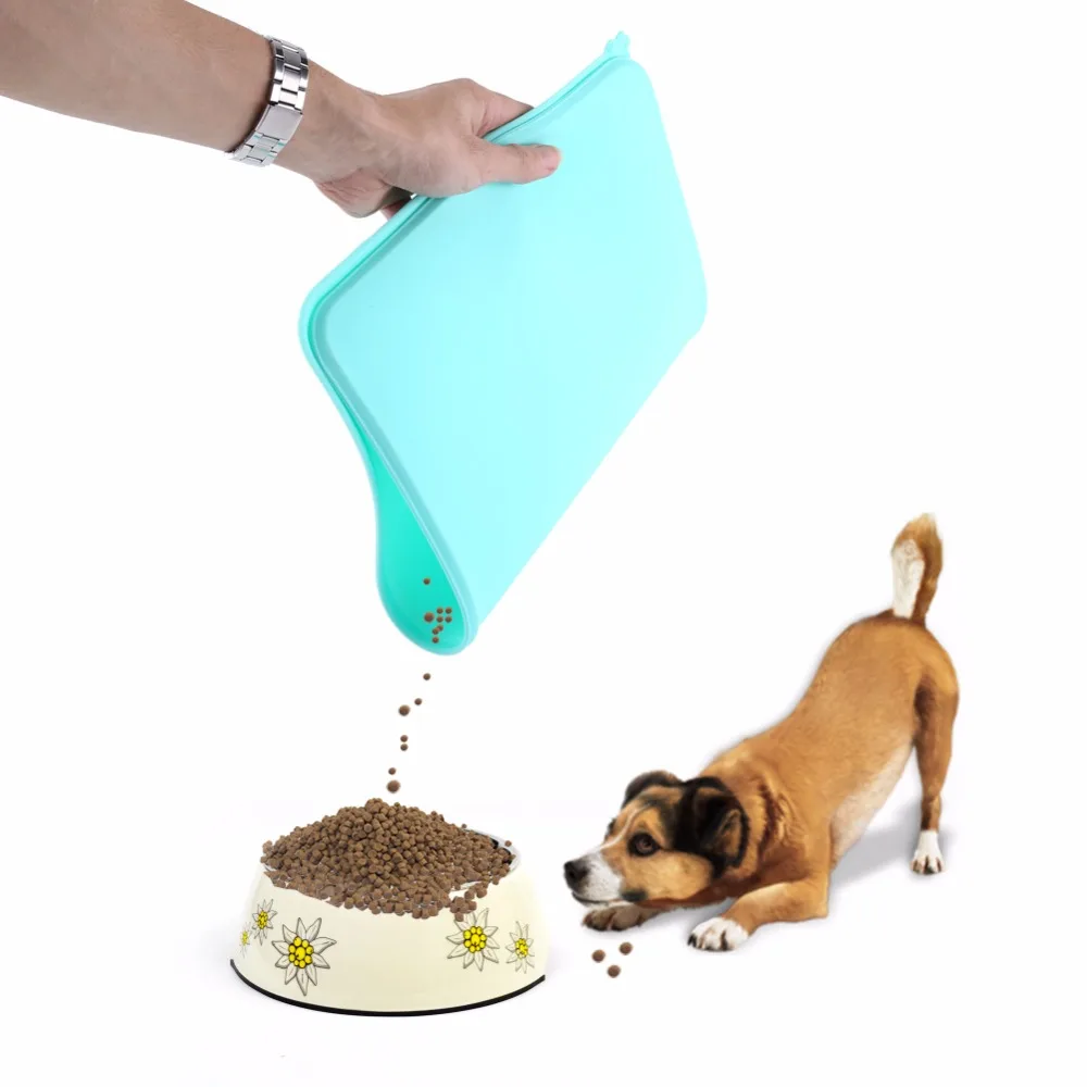 Waterproof Anti skid Pet Dog Puppy Cat Feeding Mat Pad Silicone Dish Bowl Food Water Feed