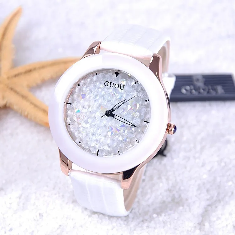 GUOU женские часы Роскошные бриллиантовые женские наручные часы женские часы Лидирующий бренд женские часы reloj mujer bayan kol saati