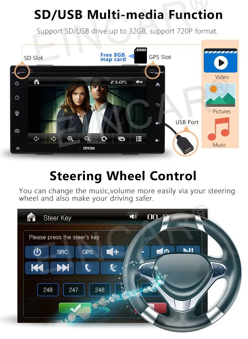 Discount Car tape recorder gps Stereo Double Din Car DVD Player GPS Navigation Headunit Radio for Universal car USB SD in Center console 4