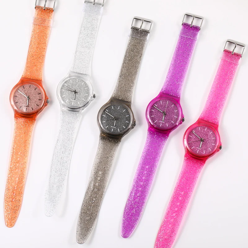 Высокое качество Harajuku Блестящие модные желе силиконовые прозрачные пластиковые женские часы милые уникальные женские часы горячая распродажа