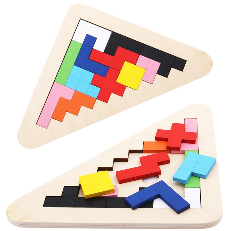 Когнитивные тетрис деревянные Tangram головоломки для мозга детские развивающие