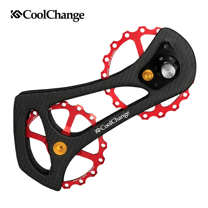 CoolChange 17T Bike Carbon Fiber Ceramic Bearing Bicycle Rear Derailleur Pulley Wheel Kit For 6800 6870 9000 9070 Bicycle Parts