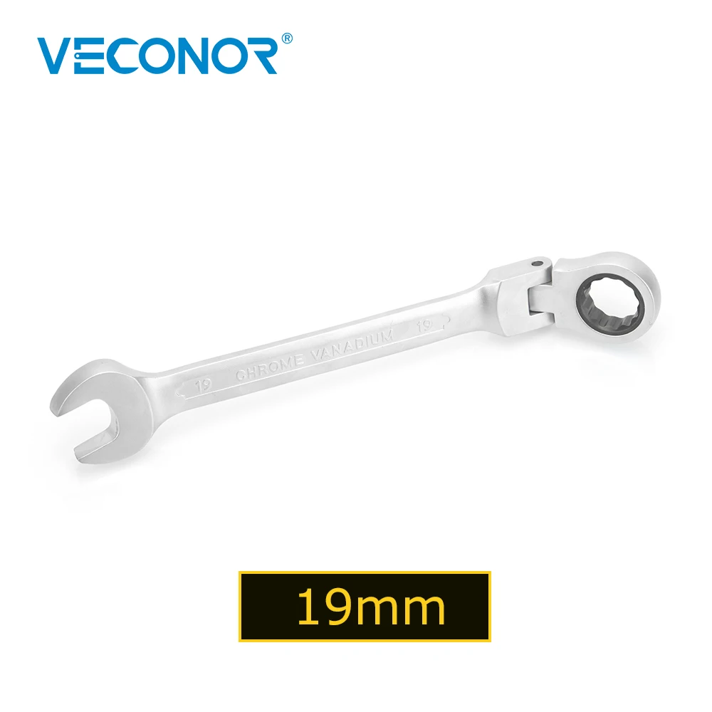 

Veconor 19mm Metric Flex Head Ratcheting Combination Wrench, Ratchet Spanner, Chrome Vanadium