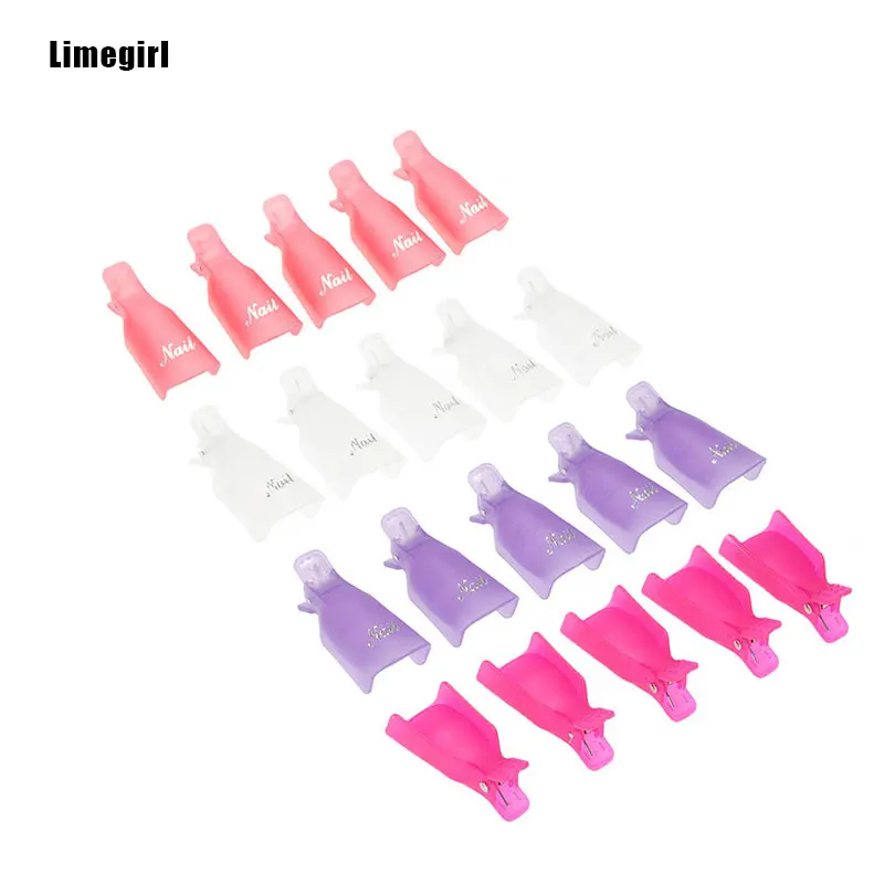 

2019 new purple pink 10PCS Plastic Nail Art Soak Off Cap Clip UV Gel Polish Remover Wrap Tool nail art soak gel nail cleaner