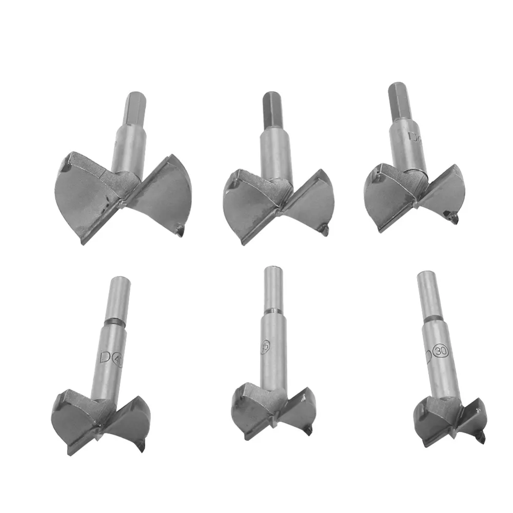 6pcs 30 60mm High Strength Steel Flat Bit Drill Set Woodworker Toolin