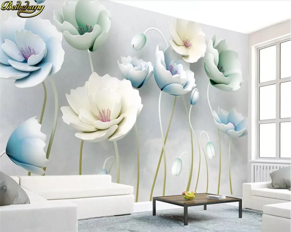 beibehang 3d wallpaper Custom wallpaper mural 3d embossed colorful carved flowers simple TV background wall papers home decor
