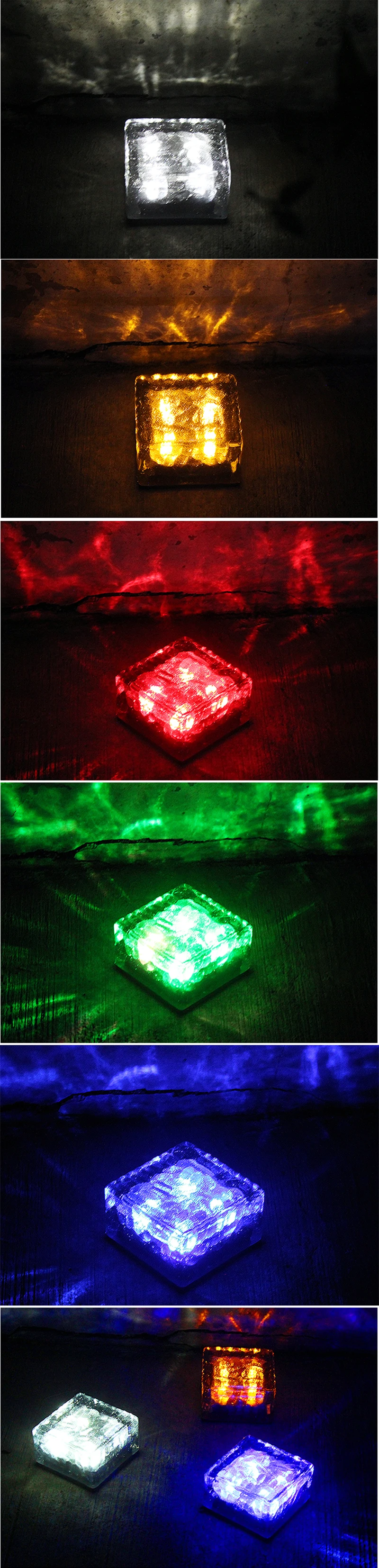 Solares do Assoalho do Diodo Emissor de Luz das Luzes de Vidro Enterradas da Telha do Gelo Luzes Decorativas Solares Exteriores 9 Luzes e Iluminação