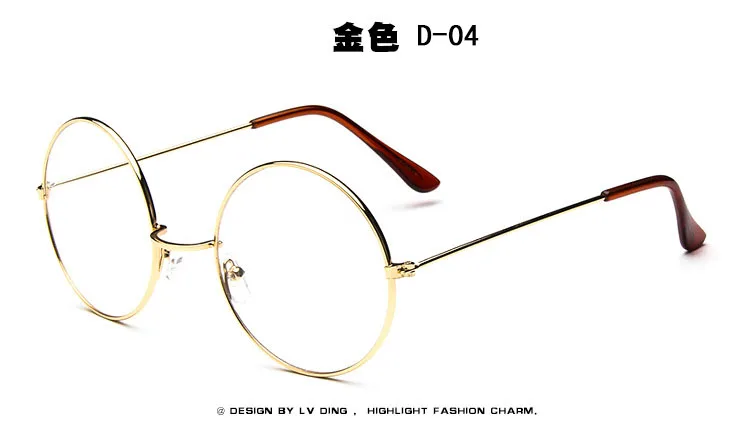 Классические ретро круглые очки с Большой рамкой, металлическая Корейская версия, плоские зеркальные очки в студенческом стиле - Цвет линз: D-04