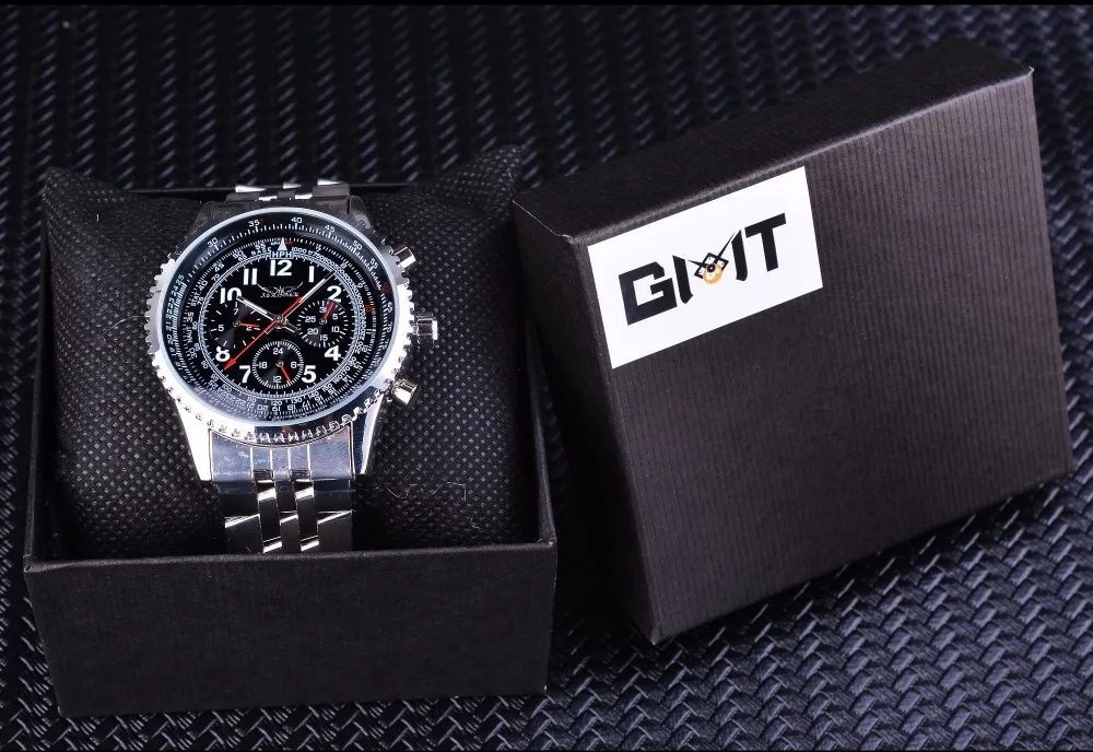 Jaragar Военная серия Avigator серебро Нержавеющая сталь светящаяся рука мужские часы лучший бренд класса люкс автоматические механические наручные часы