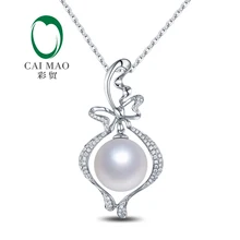 Женский 14k белый золотой 11 мм круглый Southsea белый жемчуг бриллиант для помолвки кулон на Рождество