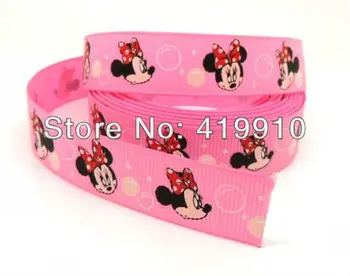 

5 Yards Pink Minnie Head 16mm Wide Wedding Craft Printed Grosgrain Ribbon c17