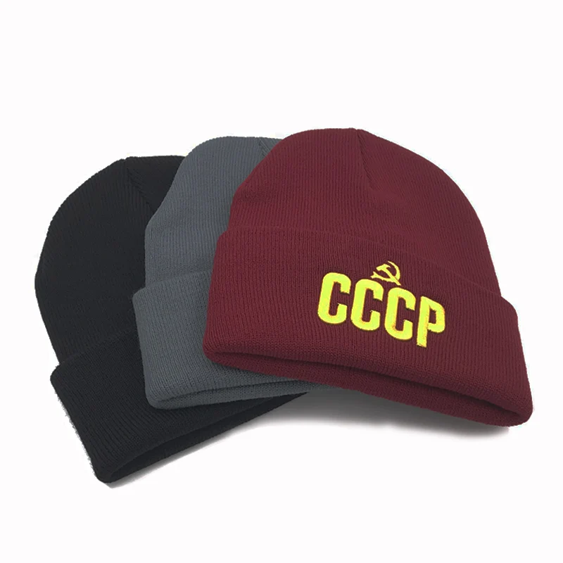 Лидер продаж модные теплые шапки CCCP в русском стиле для осени и зимы Красная