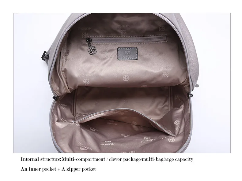 Fashion Women Backpacks Natural Top Layer Cow Leather Crossbody Bag Student Bag Teenagers Girls Travel Bags Simple Versatile Bag         H51940322- (10)