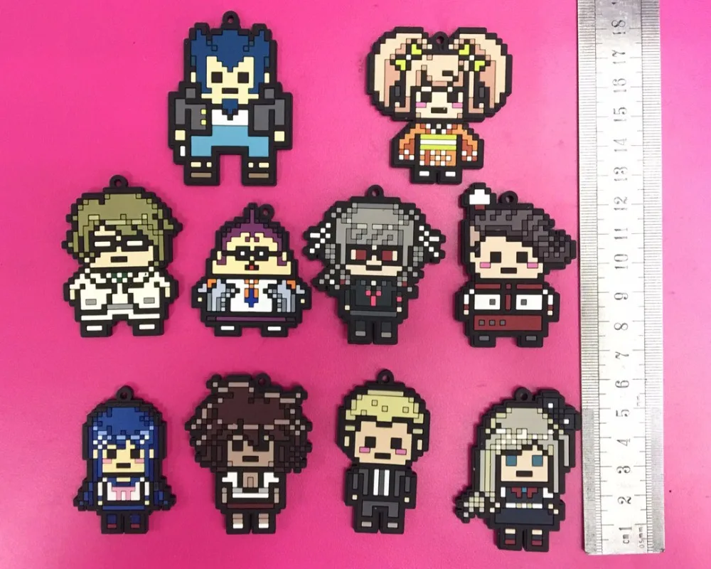 

10pcs/lot Danganronpa Trigger Happy Havoc Random Send Original Japanese anime figure rubber mobile phone charms/key chain/strap