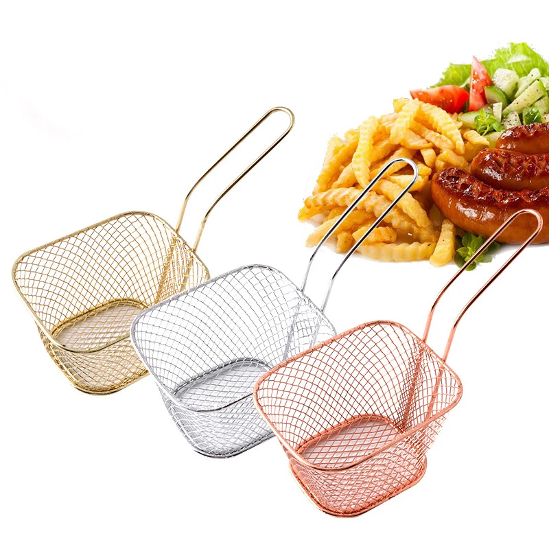 

Mini Fry Baskets Chip French Fries Frying Basket Mesh Stainer Net Chef Cooking Tools Kitchen Accessories