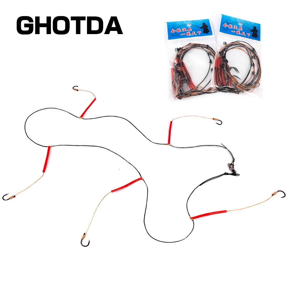 

Fishhooks Stainless Steel Rigs Swivel Fishing Tackle Lures Pesca Baits Single Combination String Hook With 5 Small Hooks