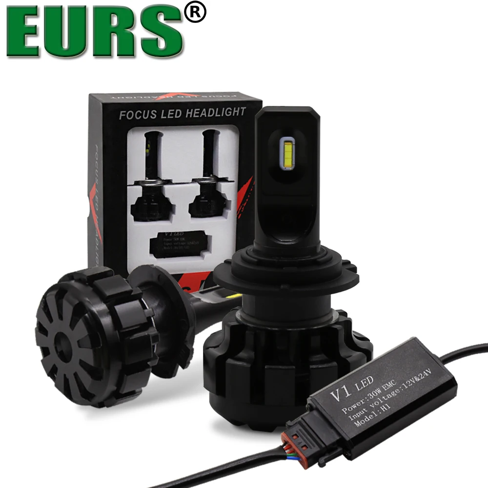 EURS H4 H7 H11 H1 H3 9005 9006 V1 автомобиля светодиодный лампы зэс Hi-Lo луч 60 Вт 6500LM 6000 К авто