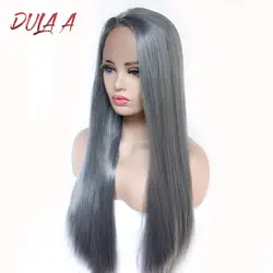 Dula A синтетические волосы на кружеве парик для черный для женщин Цвет 1B прямые длинные волосы с натуральным Hairline синтетические волосы на
