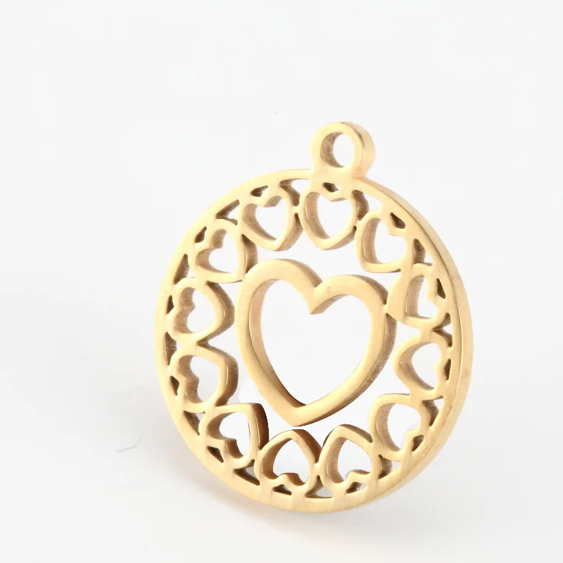 

20PCS Stainless Steel Charms Silver Gold Hollow Heart Love Charm Dangle DIY Necklace&Bracelet Jewelry