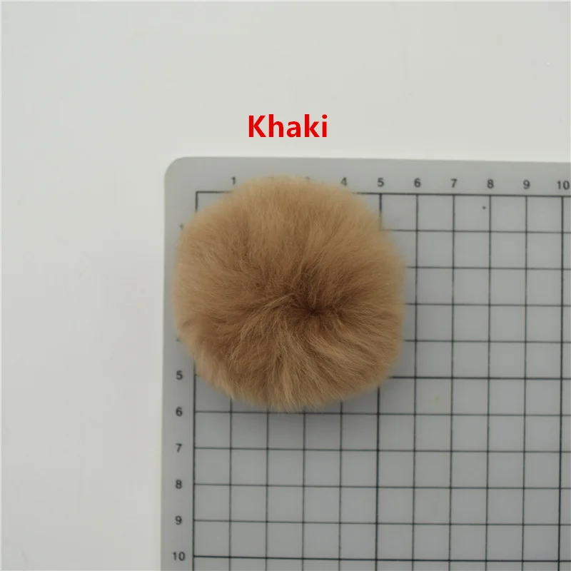 2 шт 5 см очень мягкий кролик рекс пушистый мех помпоны для украшения для серег плюшевые заколка для волос шарик головной убор - Цвет: Khaki