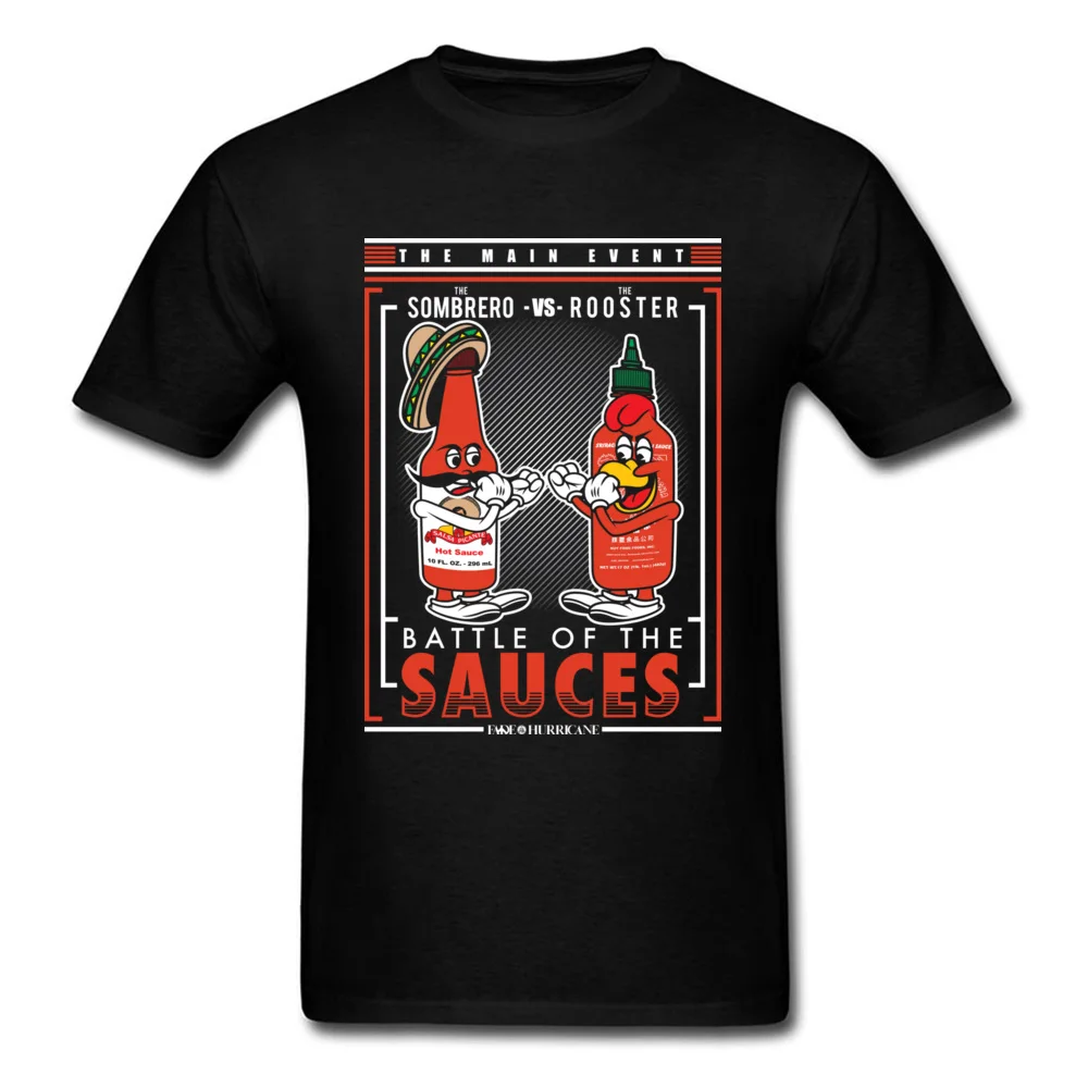Battle Of The Sauces 100% Cotton Men Short Sleeve Tops Shirt Printed Summer Tshirts Customized Tshirts Hot Sale Crewneck Battle Of The Sauces black