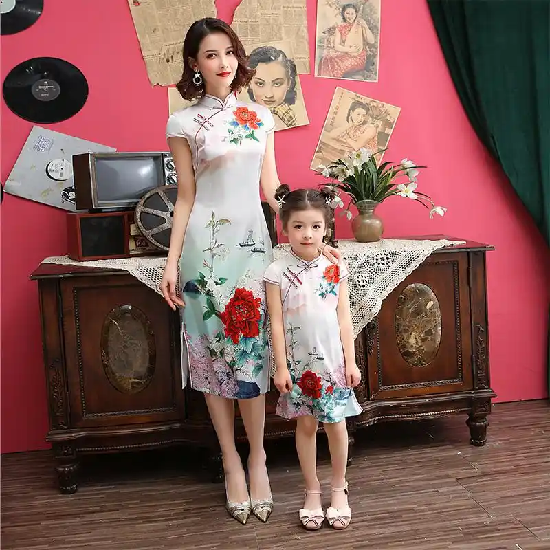 Twinning Dress Bohe Lace Mother Daughter Dresses Floral Mommy Girls ...