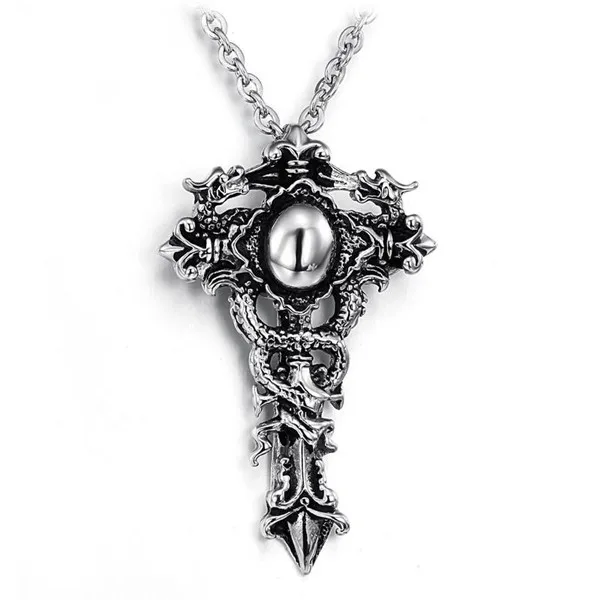 DoreenBeads Gothic Vintage Cross Necklace Pendant Men Jewelry Stainless