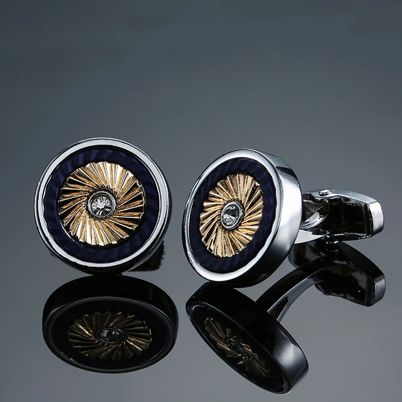 

DY Brand new brand silvery Circular Crystal Golden pattern Cufflinks Men's French shirt Cufflink wholesale