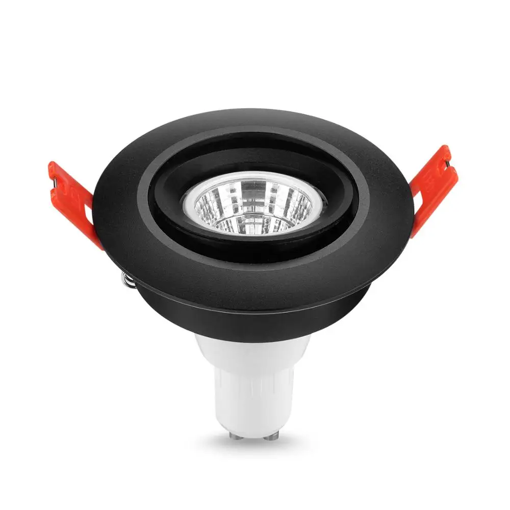 Высокое качество круглый черный Регулируемый Встраиваемый светодиодный точечный светильник держатели рамы MR16 GU10 комплект для модернизации СВЕТОДИОДНЫЙ потолочный светильник