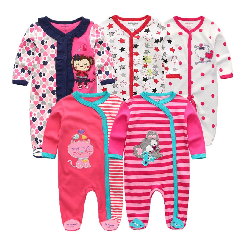 Одежда для сна для новорожденных Детский комбинезон хлопок с круглым вырезом Пижама для маленьких девочек от 0 до 12 месяцев детская одежда для малышей - Цвет: baby girl rompers16