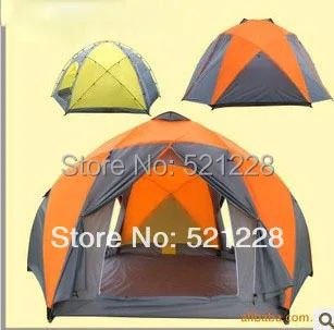 

2017 Hot sale hexagonal 8-10 persons outdoor camping tent 8 person,yurt Caulking against storm tent,barraca de camping grande