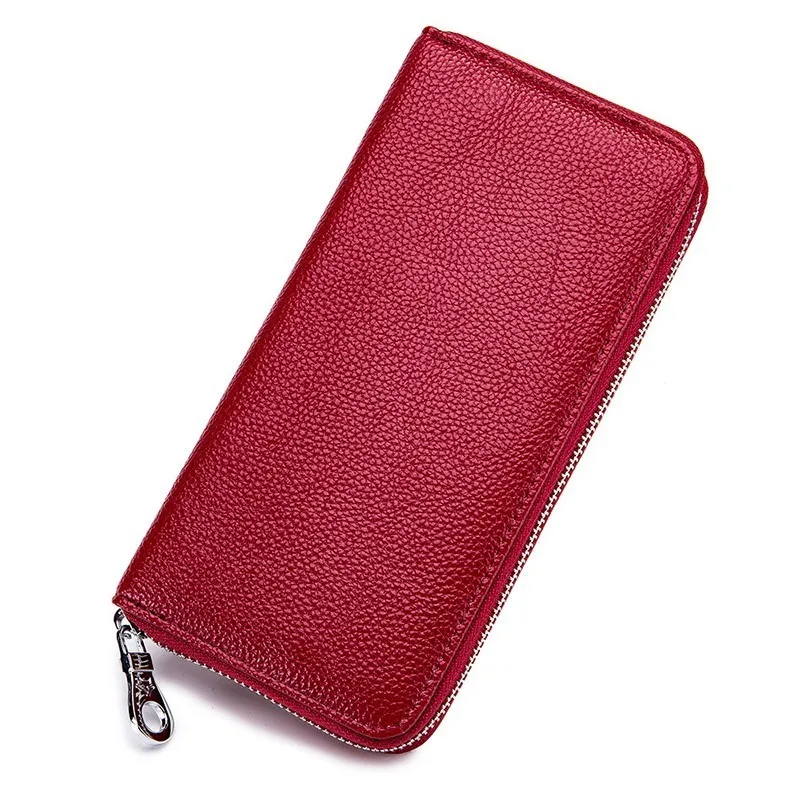 Модный женский кошелек на молнии Длинные клатч 27 карты сумка для денег Pocket Rfid женский телефон карман Carteira Feminina - Цвет: wine red