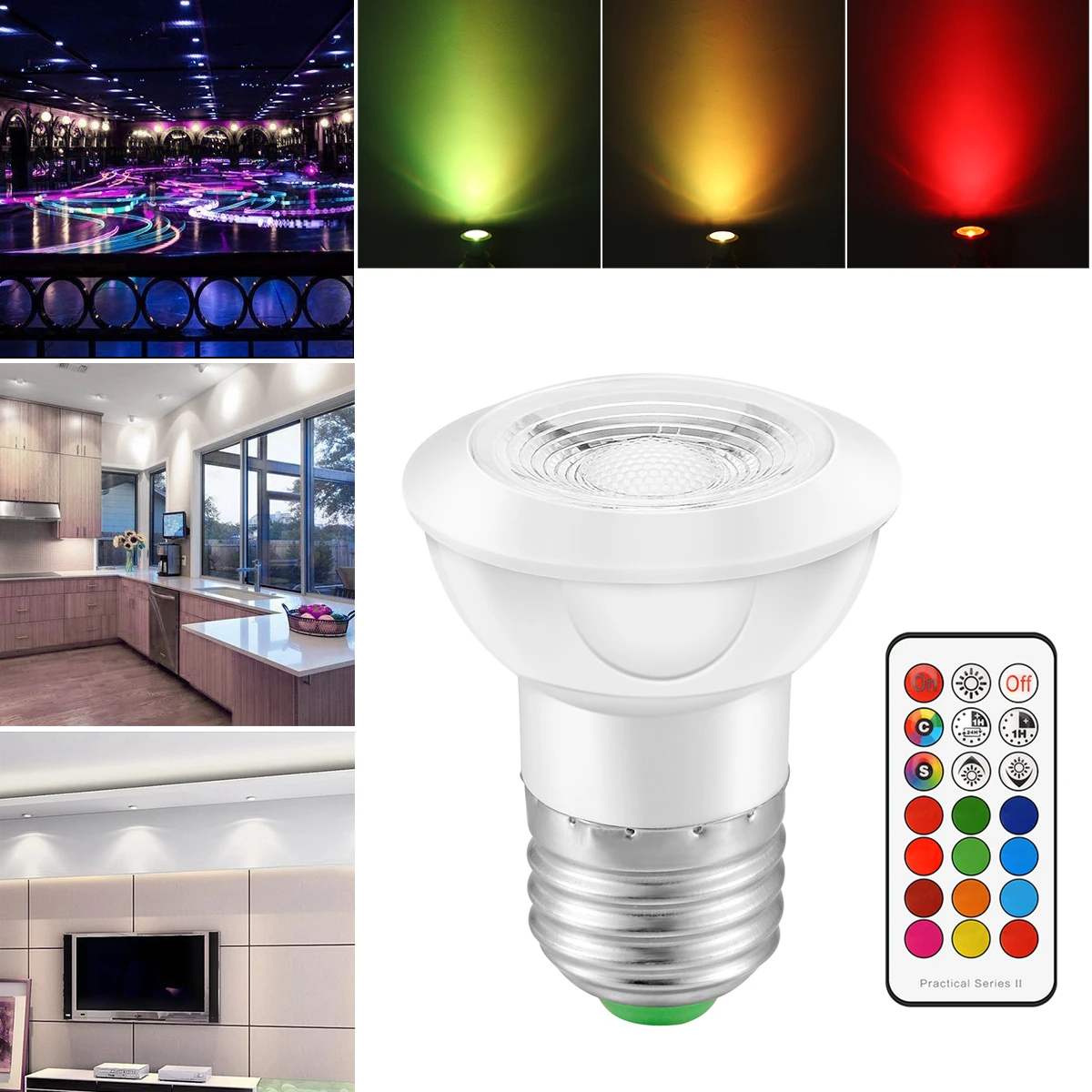 E27 GU10 RGB лампа с регулировкой времени 85 265 в Светодиодный прожектор + ИК пульт