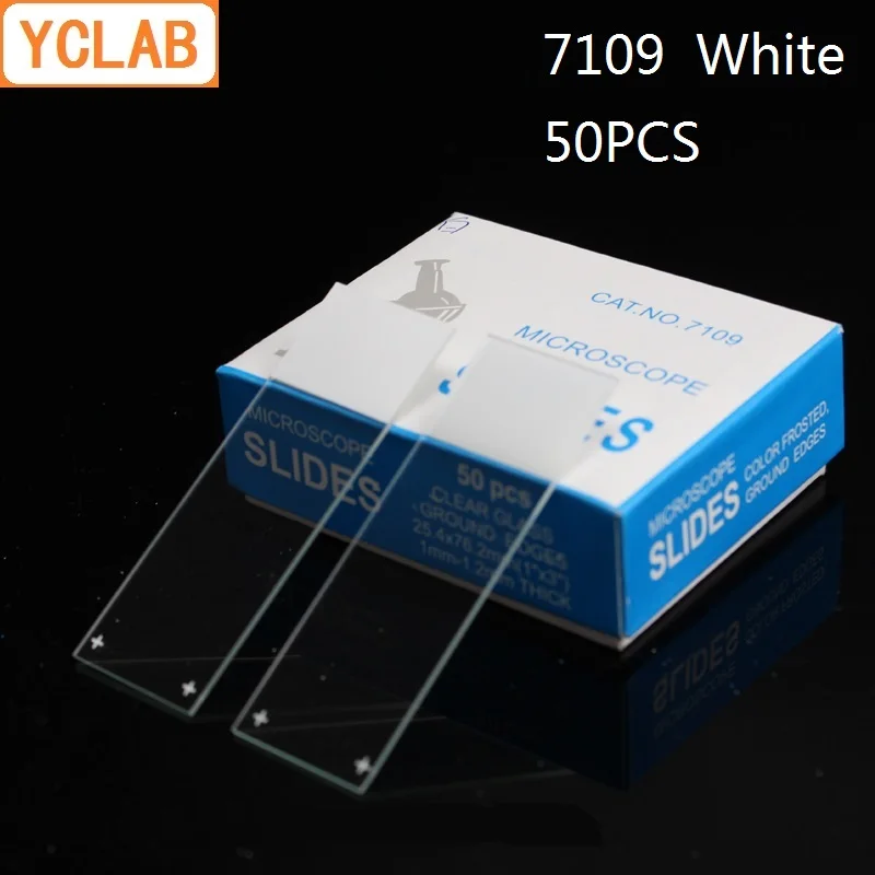 

YCLAB 50PCS 7109 Microscope Slides White Clear Glass Ground Edges Medical Laboratory Equipment