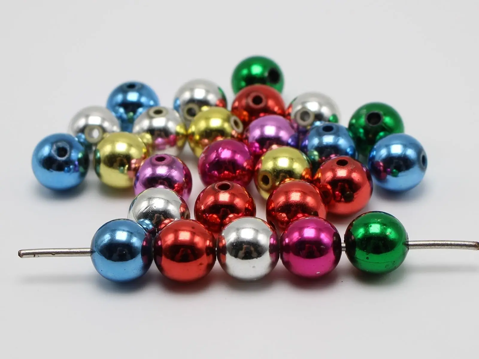 

50 Mixed Metallic Color Acrylic Round Beads 12mm Christmas Beads