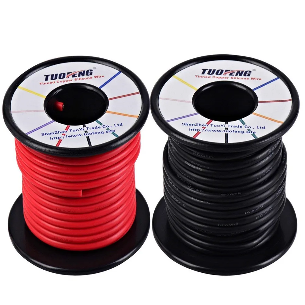 

14awg Wire, Soft and Flexible Silicone Insulated Wire 66 Feet [33 ft Black And 33 ft Red ] Stranded Wire High temperature resist