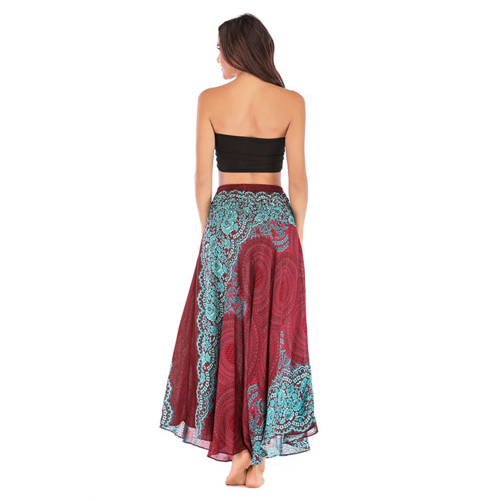 Womail Для женщин юбка летняя длинная в стиле хиппи бохо Gypsy Бохо цветы эластичный Цветочный Пояс юбка Повседневное dropship f9