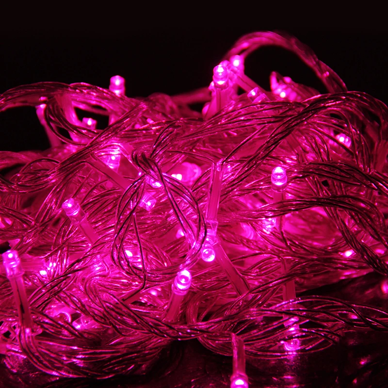 Светодиодный светильник-гирлянда 10 м, Рождественский светильник, наружное украшение, водонепроницаемый Сказочный светильник, садовый герлянда, вечерние гирлянды - Испускаемый цвет: Розовый