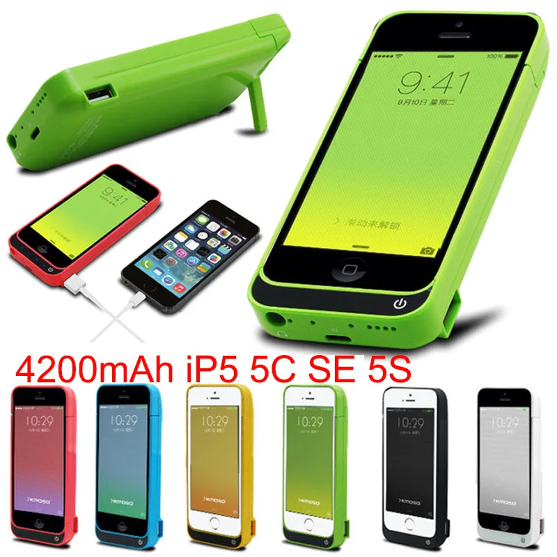 

RU USA Stock For Iphone SE /5 /5S /5C 4200mAh External USB Power Cover Bank Charger Pack Backup Battery Case with USB cable line