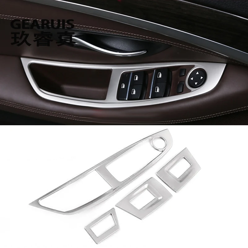 Оформление окон автомобиля кнопка стеклоподъемника рама, окно переключатель декора панель подлокотника крышка Стикеры для BMW F10 5 серии Аксессуары для леворульных автомобилей