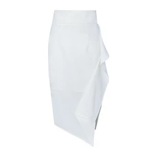 Новейшая летняя вечерняя облегающая юбка для знаменитостей, Женская белая юбка с оборками, сексуальное Клубное платье с разрезом, женское платье