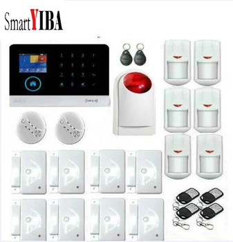 

SmartYIBA App Control Wireless 3G SMS Alarm Security System Red Flash Siren Smoke Fire Sensor For Home GPRS Alarmes Kits