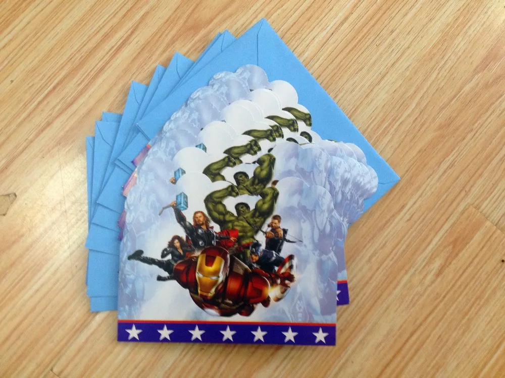  12pc/lot Superhero Party Supplies Invitation Card Children Birthday Party Supplies Birthday Invitat - 32965164383