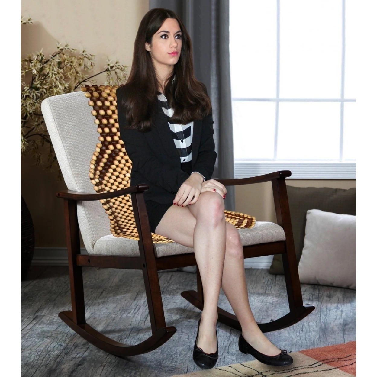 Zone Tech Wooden Beaded Car Chair Seat Cushion Massage Massaging Cover Natural (4)