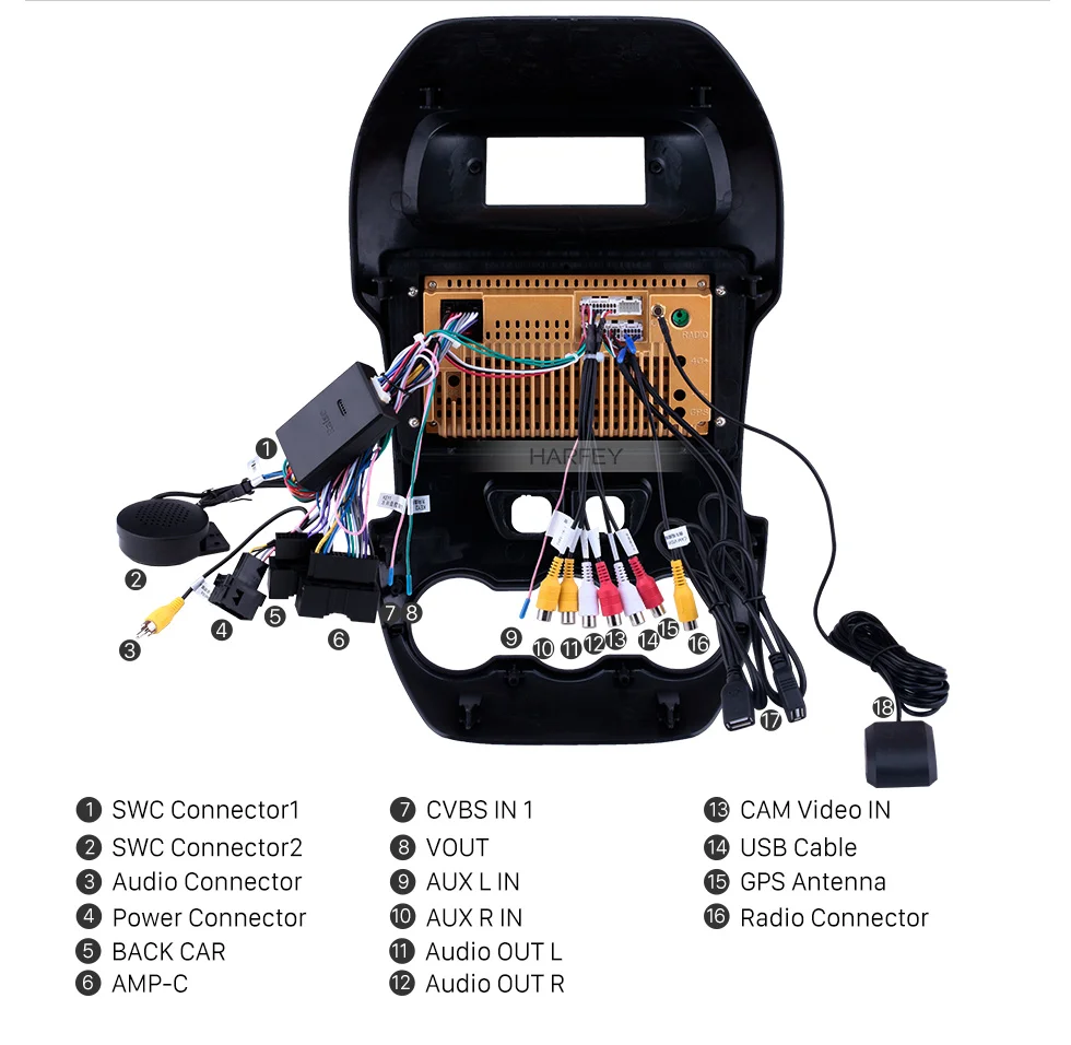 Best Harfey GPS Car Radio for Ford Ranger 2011-2014 9" Android 8.1 with Bluetooth HD Touchscreen support TPMS SWC Carplay Digital TV 15